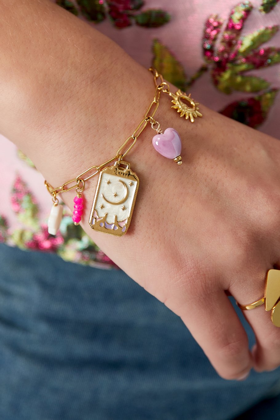 Charm-Armband kleiner Mond - Goldfarben Bild2